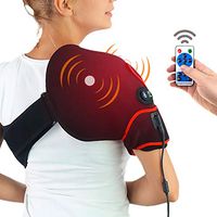 CHEROO Shoulder Heating Pad with Vibration Massager, Auto Shut Off Far Infrared Heated Brace Wrap Support W/Remote Control for Rotator Cuff Joint Tendon Injury Arthritis Pain Relief
