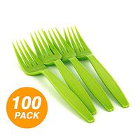 Amcrate Big Party Pack Frosty Plastic Forks 100ct Functional Set Spoon Fork Combo Utensils Camping Sport Cutlery Set for Camping Kiwi