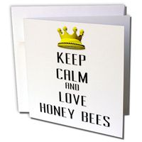 3dRose Gold Crown Keep Calm And Love Honey Bees - Greeting Cards, 6 x 6 inches, set of 12 (gc_121123_2)