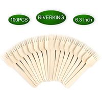 Disposable Wooden Forks - Natural Birch Wood, Eco-Friendly and Convenience (100/pack) (6.3")