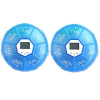 SUPVOX 2PCS 7 Days Digital Pill Organizer with Alarm Reminder Weekly Pill Box Medicine Storage Box (Blue)