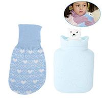 ZJchao Hot Water Bottle, Environmentally Friendly Silicone Cartoon Hot Water Bottle Can Be Heated by Microwave, Water Injection, Mini Hand Warmer, Send Knitted Cover(Blue)