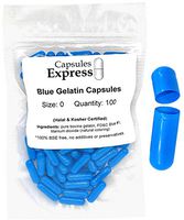 Capsules Express- Size 0 Blue Empty Gelatin Capsules - Kosher Certified - Gluten-Free Pure Bovine Gelatin Pill Capsule - DIY Powder Filling (100)