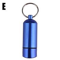Gracefulvara Waterproof Medicine Bottle Case Container, Aluminum Drug Pill Box with Keychain (Blue)