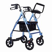 Foldable Drive Walking Aids with Comfortable Backrest, Walking Aids 4 Wheels Portable, Medical Rollator Walker Double Brake System, Used for Seniors Walking,Blue