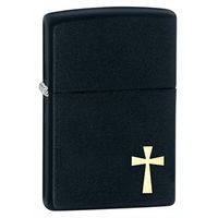 Zippo Holy Cross Black Matte Outdoor Indoor Windproof Lighter Custom Personalized Engraved Message on Backside