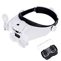 USB Handsfree Head Mount Magnifier 3LED Lamp,6 Lenses Included (1.0X - 8.0X) for Reading,Electronics,Watch Repair, Jewelry