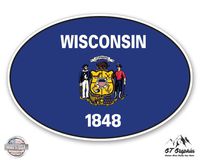 GT Graphics Wisconsin State Flag Oval - 12" Vinyl Sticker Waterproof Decal