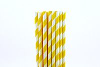 Dark Yellow Striped Paper Straws (75)