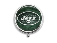 New York Jets Custom Round Silver Pill Box Pocket 2.1 inches Medicine Tablet Holder Organizer Case