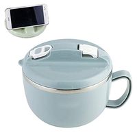 Home big wrist Double-Insulated Stainless Steel with Lid and HandleSealed Instant Noodles Bowl Food Storage Container,1200ml Decorative hotel retro soup bowl (Color : Blue)