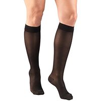 Truform Sheer Compression Stockings, 15-20 mmHg, Women's Knee High Length, Diamond Pattern, Black, Large