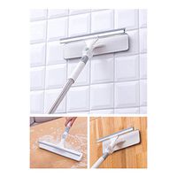 Jeeke Shower Wiper 2-in-1 Telescopic Removable Double-Sided Glass Cleaning Brush Extendable Stainless Steel Household Microfiber Duster (White)