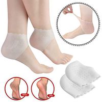 Gel Heel Protectors, Breathable Hole Design Heel Cups Sleeve Socks Silicone Heel Cushion, Great for Relieve Heel Pain, Heal Dry, Cracked Heel, Heel spur, Sore Heel, Plantar Fasciitis Treatment (white)