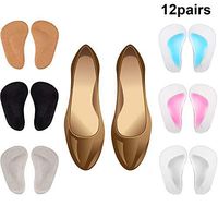 12 Pairs Arch Support Pad Arch Support Insoles for Flat Feet Plantar Fasciitis Gel Adhesive Cushion for Men and Women Relieve Pressure Foot Pain