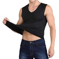 Men's Crewneck Shirts Dry Fit Muscle Sleeveless Gym Training Performance Workout Tank Top Traceless Undershirts Black