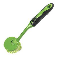 The Kosher Cook Parve Green Kitchen Dish Brush – Pots, Pans and Dishes Scrubber with Long Neck Ergonomic Handle - Color Coded Kitchen Tools