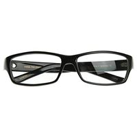 Rectangular Thin Frame Basic Style RX-able Quality Clear Lens Eyewear Glasses (Black)