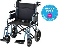 NOVA Bariatric Transport Chair with Locking Hand Brakes, Heavy Duty and Extra Wide Wheelchair with Removable & Flip Up Arms for Easy Transfer, Anti-Tippers Included, 400 lb. Weight Capacity, Blue