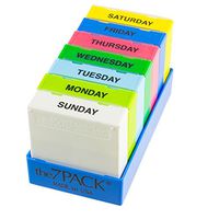 Borin-Halbich 7 Day Pill Organizer - 3 Compartment Daily Pill Boxes in Shallow Blue Tray (Made in USA)