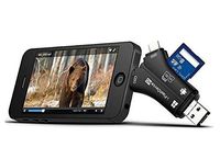 I-VOM 4 in 1 SD Card Adapter, Card Reader Memory Card Reader with Micro USB/Type C/Lightning/USB Connector for Android, iPad, Mac, iPhone, Trail and Game Camera Viewer for SD/TF Card (Black)