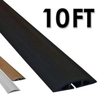 Electriduct D-2 Low Profile Rubber Duct Cord Cover Floor Cable Protector - 10 Feet - Black (Raw Rubber Material)