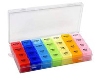Pill Organizer Box Weekly Case, Medicine Organizer, Vitamin Organizer, Reminder Daily Am PM, Day Night Compartments 7 Days (819)