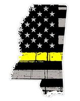 CustomDecal US Mississippi State (E25) Thin Yellow Line Dispatch Vinyl Decal Sticker Car/Truck Laptop/Netbook Window