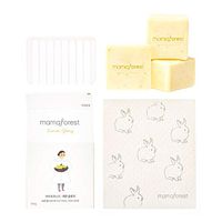 Mamaforest Non-Irritant, Skin Soothing, Eco-Friendly, Zero Waste, Plastic Free Dishwash Soap Bar with Coconut Oil, Argan Oil, Sugar & Salt | Natural Dish Bar (Pack of 3) w/Silicone Tray, Dishcloth