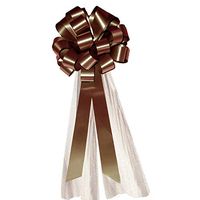 Brown Wedding Pull Bows with Tulle Tails - 8" Wide, Set of 6, Thanksgiving, Fall, Wreath, Decoration, Birthday