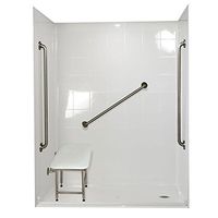 Ella's Bubbles 6033 BF 5P 1.0 R WH SP36 Standard Multi-Piece Barrier Free Roll In Shower