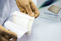 Euroderm Foam Plus 4 x 4 Inches Foam Wound Dressing with Adhesive Border – Multilayer Semi Permeable Polyurethane Film with Absorbent Soft Polyurethane Foam – 10 Pieces