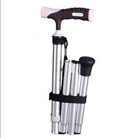 Mountaineering Walker Crutches Aluminum Telescopic Folding Old Man Four Feet Non-Slip Cane 2 Color 83cm12.8cm MUMUJIN (Color : Silver)