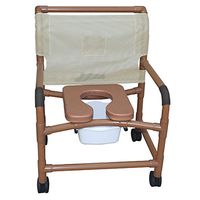 MJM International WT126-4TW-NB-SSDE Wood Tone Extra Wide Shower Chair with Soft Seat, Royal Blue/Forest Green/Mauve/Tan