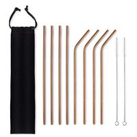 Arctic Chill Reusable, Stainless Steel Metal Drinking Straws, Compatible with 30oz Tumblers, Dishwasher Safe, Comes with 4 Straight, 4 Bent, 2 Cleaning Brushes & 1 Portable Pouch