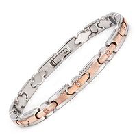 Rose Gold CZ Stone Magnetic Anklet Bracelet Strong Magnets Women's Pain Relief for Arthritis (6.5MM Bracelet)