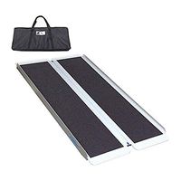 Ruedamann 5' x 30" Non-Skid Threshold Ramp,Portable Aluminum Folding Wheelchair Ramp for Home,Steps,Stairs,Doorways,with Bag (MR607W-5)