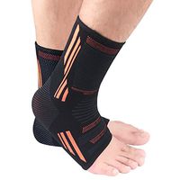 Ankle Compression Sleeves(1 Pair) Plantar Fasciitis Sock for Men & Women Ankle Brace Compression Support Sleeve Prevent Ankle Injuries in Sport, Swelling Relief, Injury Recovery (Black & Orange, XL)