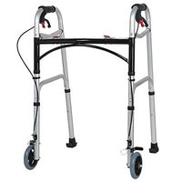 Lyqqqq Wheeled Without Seat with Hand Brake Adjustable Height Elderly Walker Rehabilitation Walker