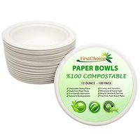 Sugarcane Bagasse 12 Ounce Disposable Bowl, Plant Fibers, Natural, Sturdy, Compostable Eco Friendly Environmental Bowl, Paper & Plastic Plate Alternative, Tree Plastic Free (100 Pack)