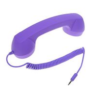 Retro Radiation-Proof Phone Handset Adjustable Tone Cell Phone Receiver Microphone Earphone 3.5 MM Socket for Android/iOS Mobile Phone (Purple)