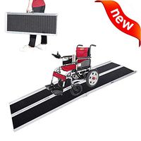 Rajmarti Enhanced Thicken Portable Wheelchair Ramps for Doorways Steps Home Professional Folding Non-Skid Lightweight Aluminum Wheelchair Scooter Ramp for Wheelchairs (Weight Limit 600 Lbs) (8FT)