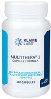 Klaire Labs MultiThera 1 Iron-Free Multivitamin & Multimineral Capsule Formula with Essential Micronutrients - High Potency with Active Folate, No Iron (180 Capsules)