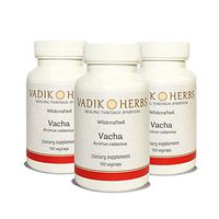 Certified Organic Vadik Herbs Vacha (Rhizome) (Acorus Calamus) Powder 3 Bottles Capsules | Recommended as a Brain Tonic, which Improves Memory
