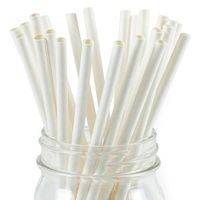 Paper Straws Straight White Pattern - Eco Friendly Wedding Straws - Dozens of Designs & Perfect For Any Party! Frozen Dessert Supplies - 100 Count