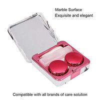 Soaking Contact Lens Case Mini Travel Portable Marble Surface Mirror Square Container Holder Golden, Silver, Rose Gold, Rose Red (Rose Red)