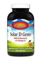 Carlson - Solar D Gems, Vitamin D3 and Omega-3 Supplement, 4000 IU (100 mcg) D3, 115 mg Omega-3 EPA and DHA, Vitamin D Fish Oil Capsule, Bone & Immune Health, Vitamin D Supplement, Lemon, 360 Softgels