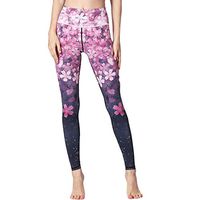 Meikosks Women's Floral Print Yoga Tights High Waist Skinny Bottoms Hip Stretch Leggings Sports Pant Pink