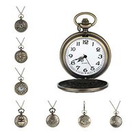 Mens Pocket Watch,Napoo Vintage Bronze Tone Spider Web Hollow Bird Print Chain Pendant Watch t (A)