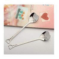 Edtoy 1pcs Hollow Heart-shaped Stainless Steel Long Handle Mixing Spoon, Tea Spoon, Coffee Spoon, Ice Cream Spoon, Cocktail Stirring Spoons (A)